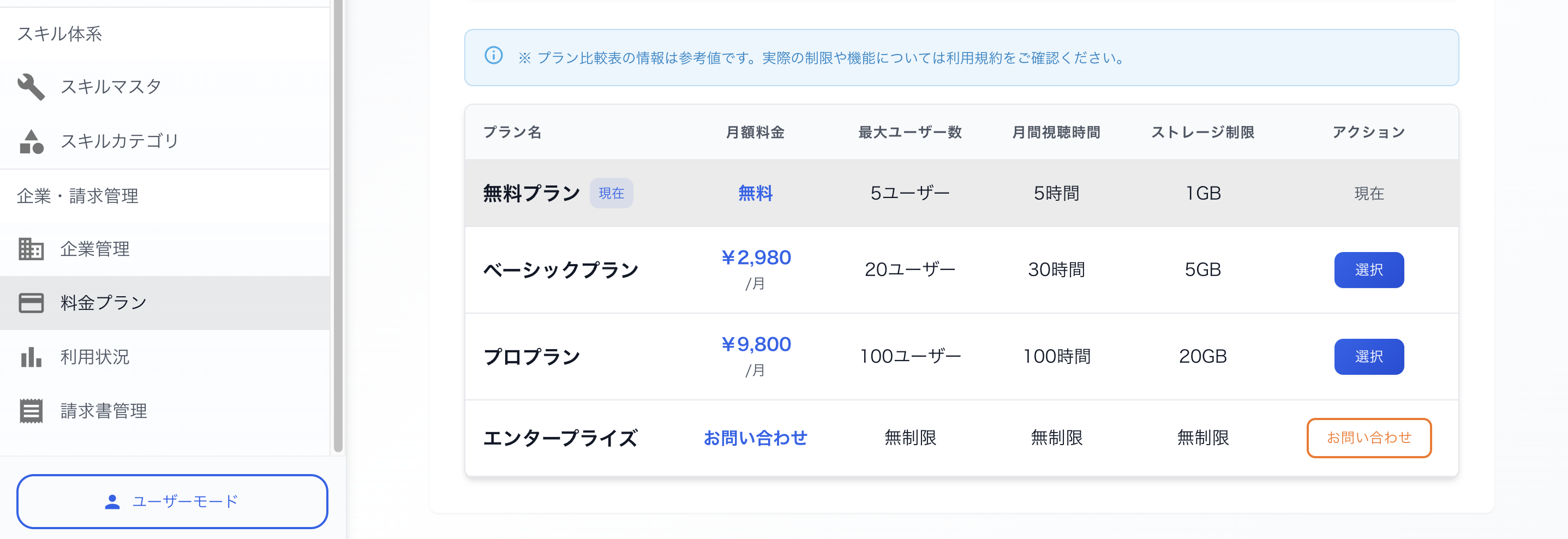 プラン比較と変更 1